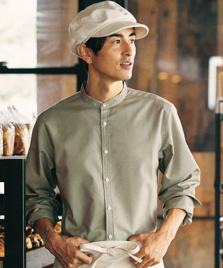 全7色】バンドカラー長袖シャツ（男女兼用） FB4567U | 飲食店制服