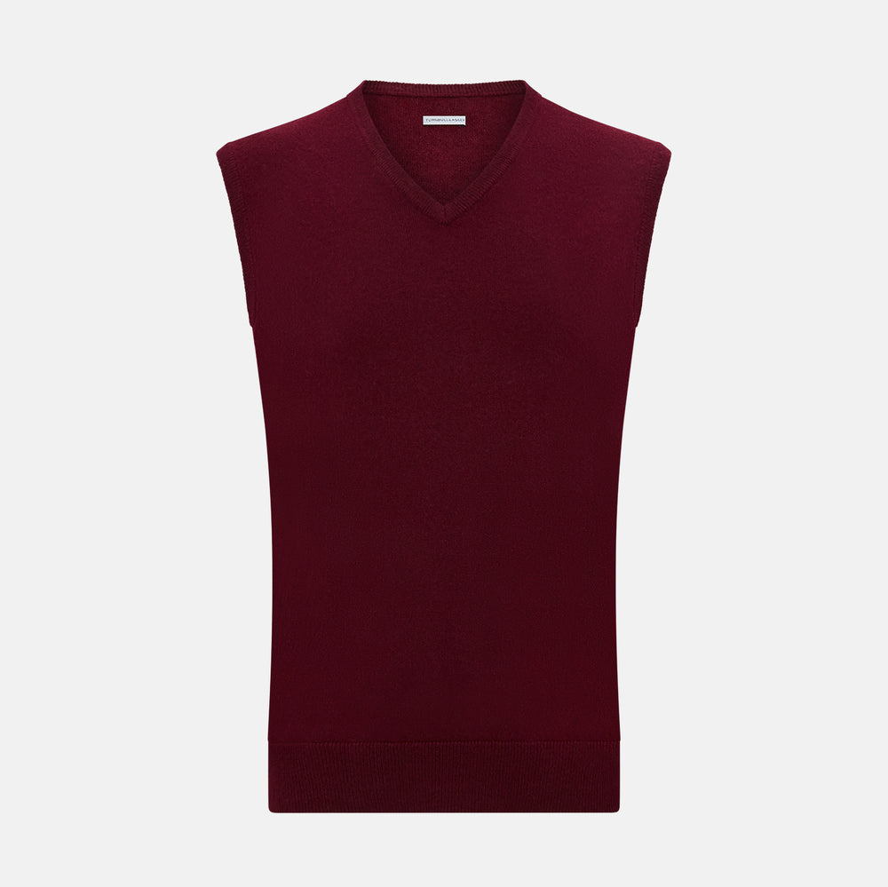 Burgundy Cashmere V-Neck Vest – Turnbull & Asser US