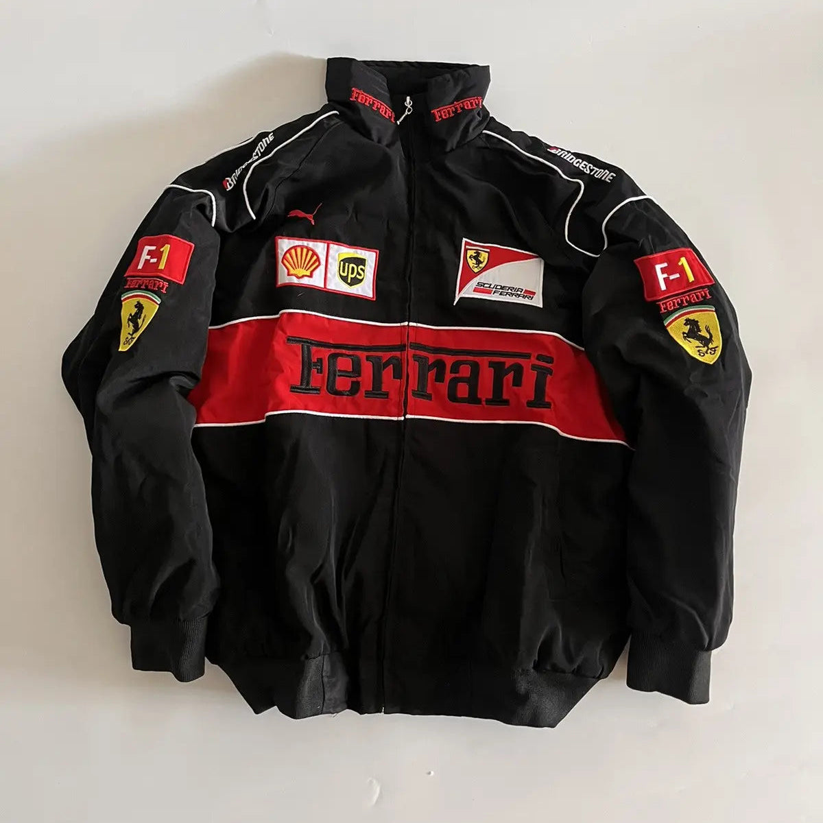 Vintage Ferrari F1 Racing Jacket - Black Motorsport Embroidered