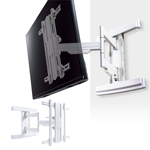 テレビ壁掛け金具 アームタイプ 角度調整 左右首振り ホワイト EEX