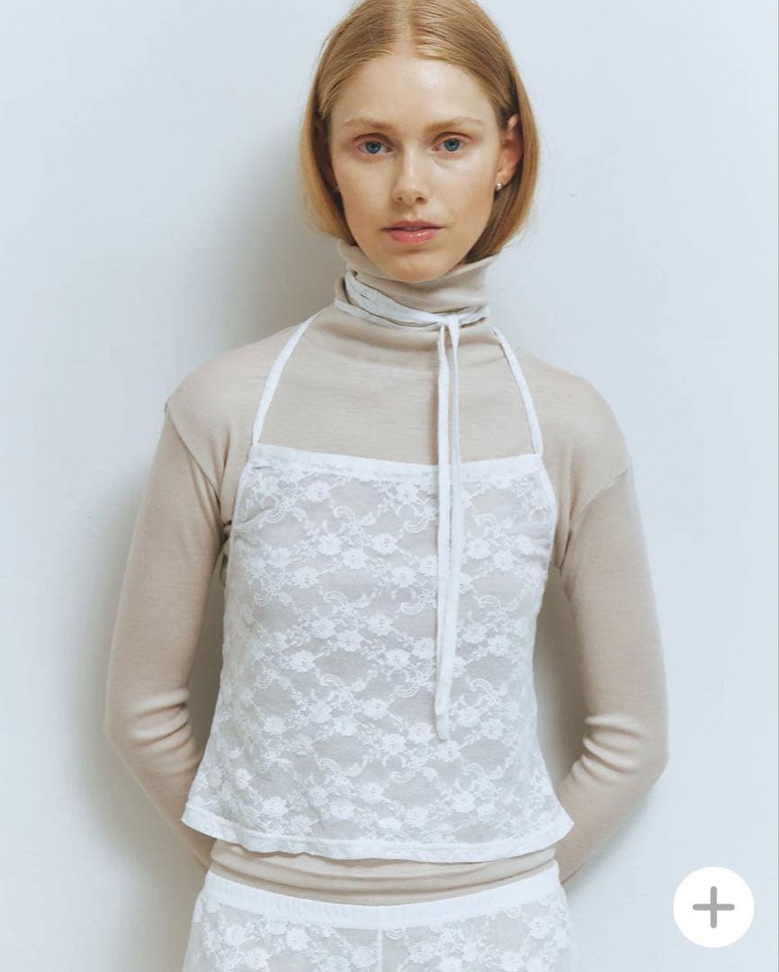 draw drawers Lace 2way Tops / white