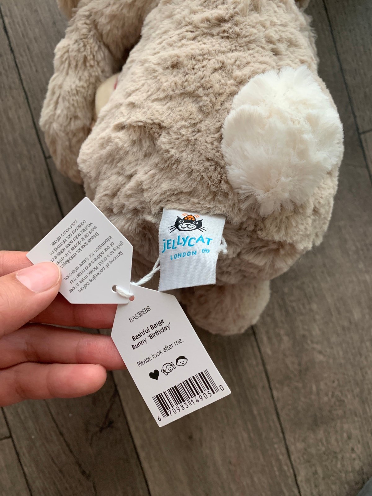 Jellycat Bashful Beige Bunny 'Birthday' New | Mercari