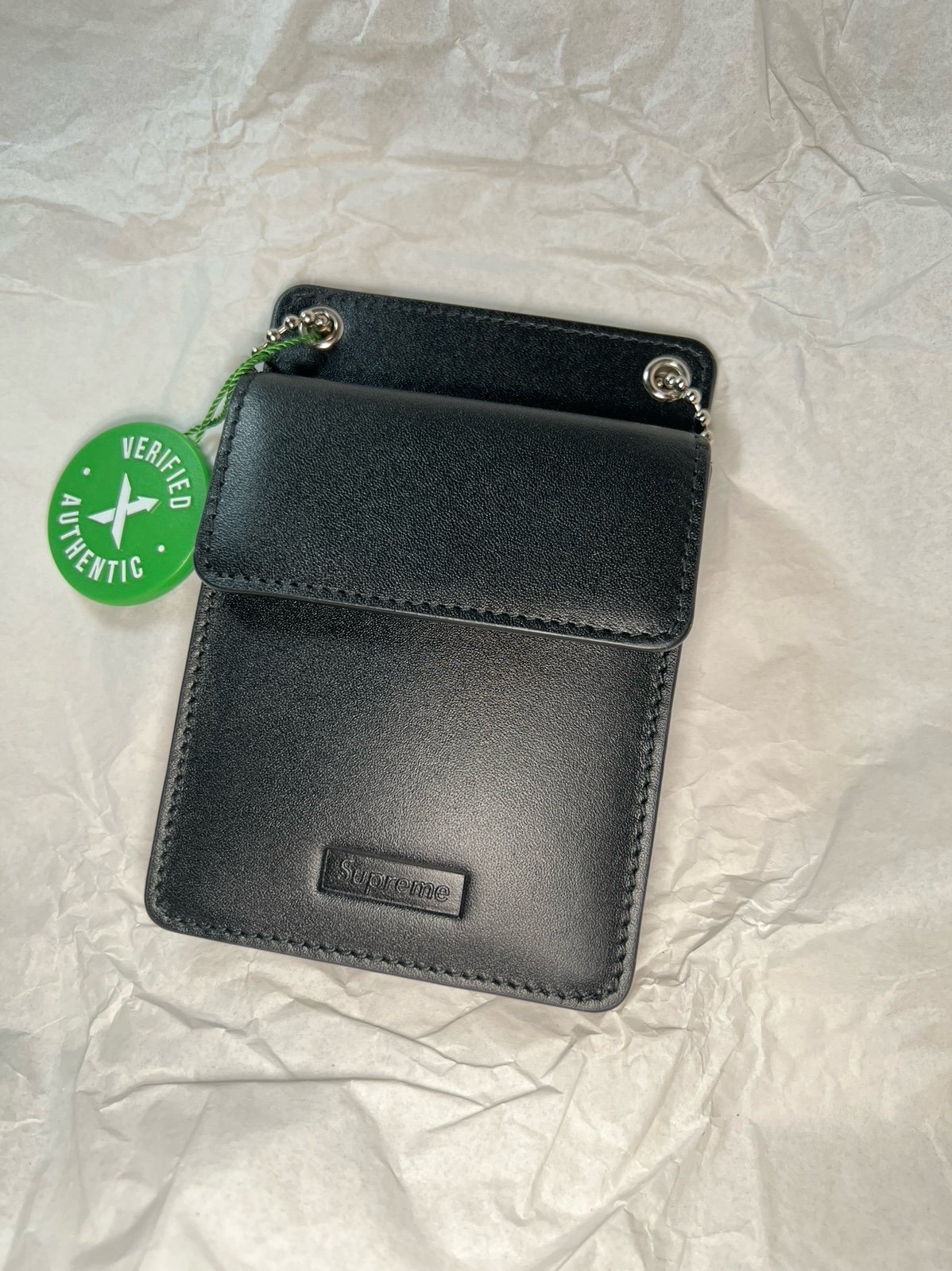 Supreme Leather ID Holder Wallet Black FW18 | Mercari