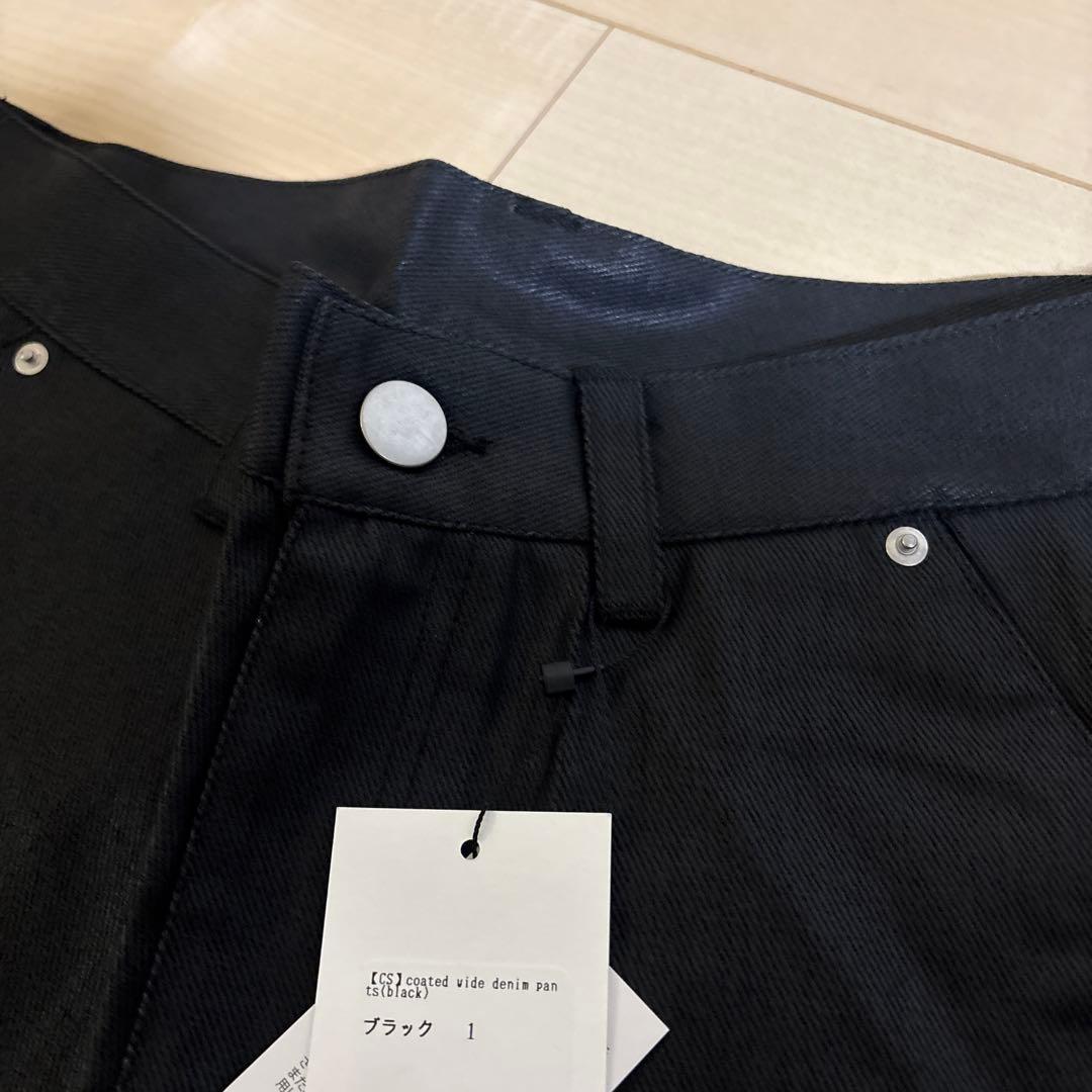 CS coated wide denim pants (black)