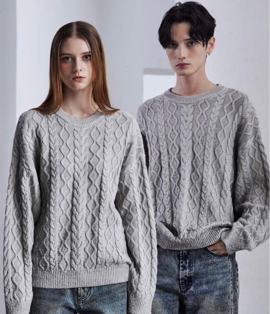 CLEL Foil Print Cable Crew Neck Knit XS - shreebalajiind.com