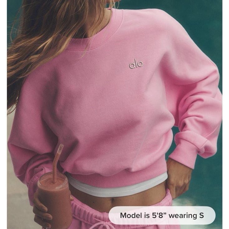 alo yogaピンク クロップドスウェット S Cropped Accolade Crewneck