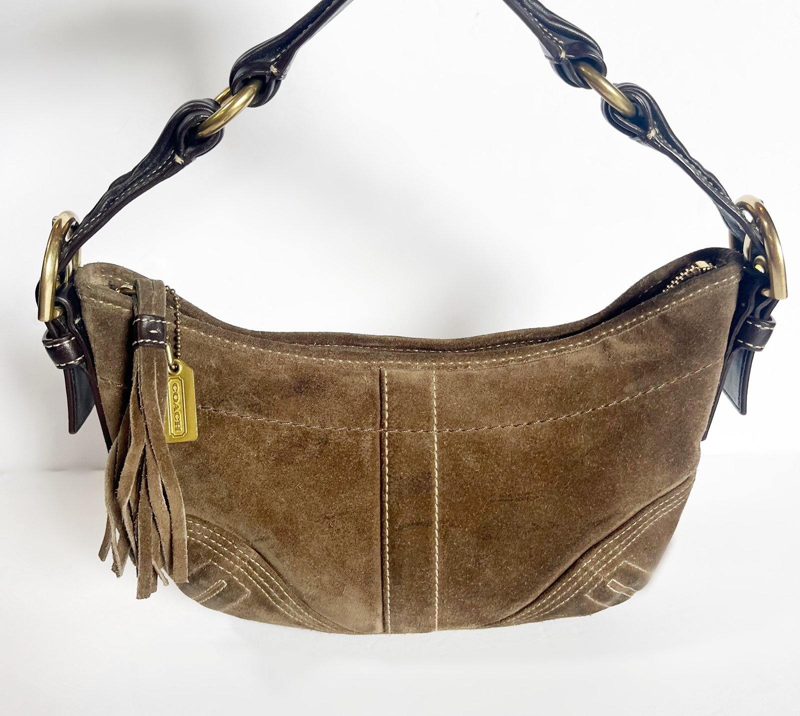 Coach Vintage Suede Brown Hampton Leather | Mercari