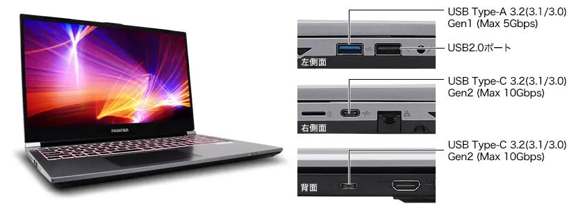 レンタル] FRONTIER(フロンティア) ゲーミングノートパソコン (Core i7