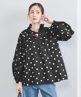 C ギャザーフリル リボンブラウス