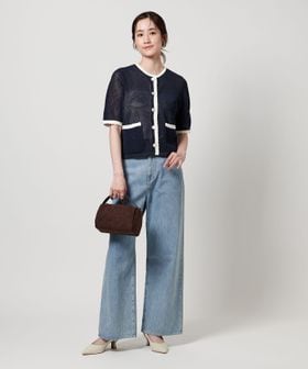 メッシュ スパンコール ニットカーディガン ―ウォッシャブル―