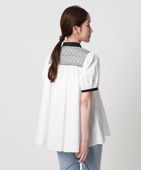 エンブロイダリーショートスリーブブラウス ― ウォッシャブル ―