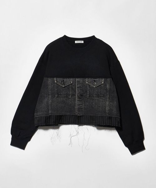 UNDERCOVER＞デニム ドッキング スウェット プルオーバー