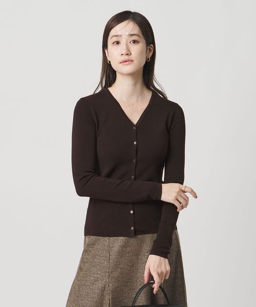 18G ウール フィット リブ カーディガン