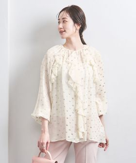 ラッフルフリル カットジャカード ブラウス