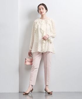 ラッフルフリル カットジャカード ブラウス