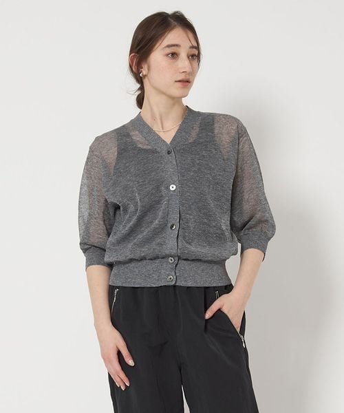 シアー Vネック カーディガン 5SL
