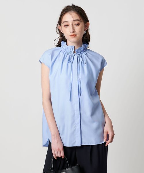 フリルカラー フレンチスリーブ ブラウス