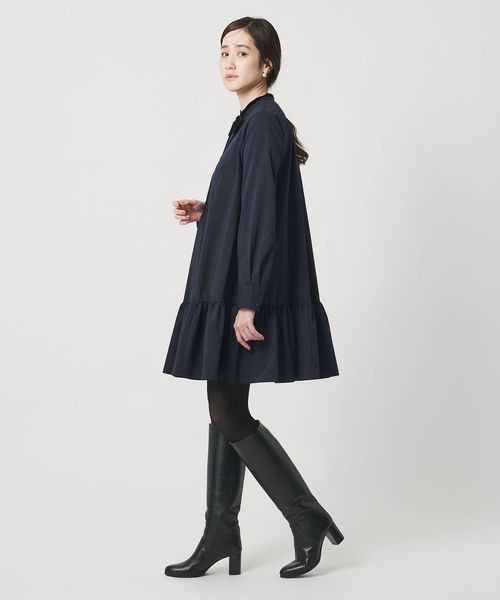 タフタ ギャザー ティアードワンピース ‐ウォッシャブル‐