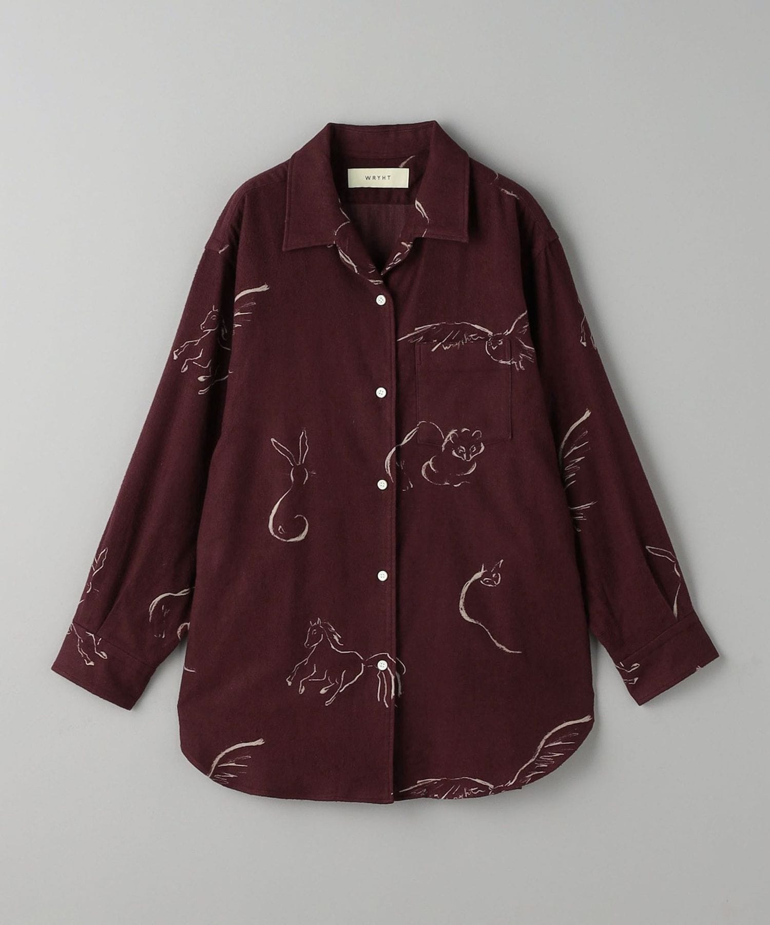 WRYHT＞アニマルドローイングプリント シャツ