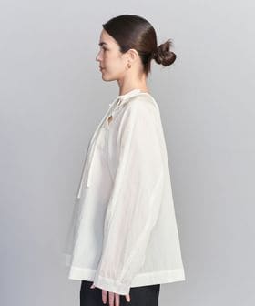 キュプラ リボンタイノーカラーブラウス