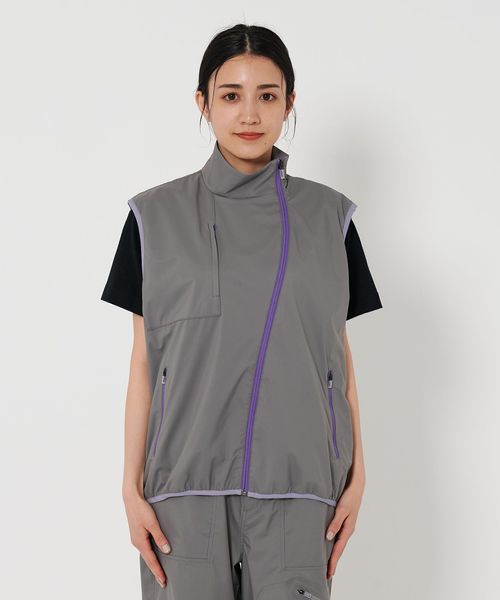 MARMOT CAPITAL＞カーブジップ ナイロン ベスト/MD.GRAY