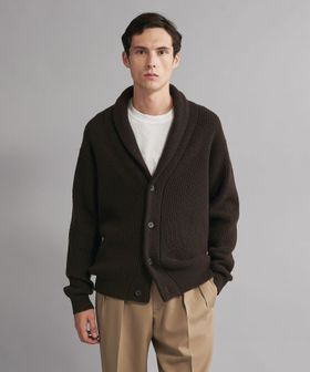 SOVEREIGN＞ウール カシミヤ アゼ ショールカラー カーディガン