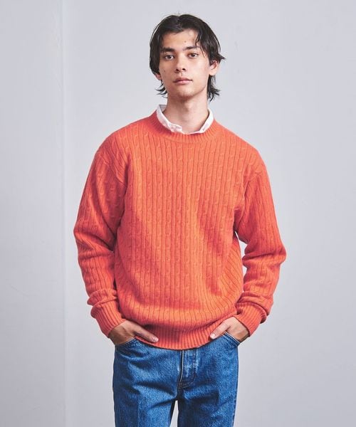 カシミヤ ロープド クルーネックニット