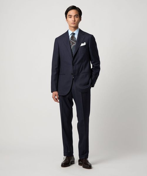 ワイドストライプ ダブル 6ボタン スーツ MC‐MODEL ヨコストレッチ