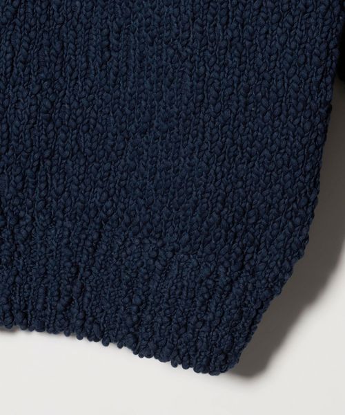 H＞バンプコットン ワイド クロップド クルーネックニット