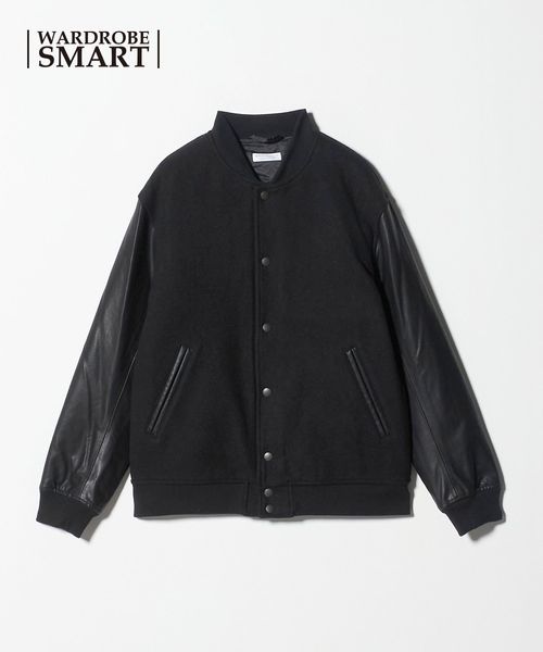 WEB限定 WARDROBE SMART】ブラックメルトン レザーライク スタジャン