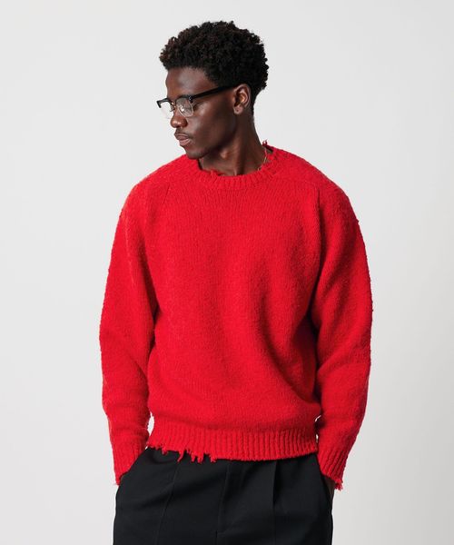 OWNESS＞ネップ クラッシュ クルーネック ニット