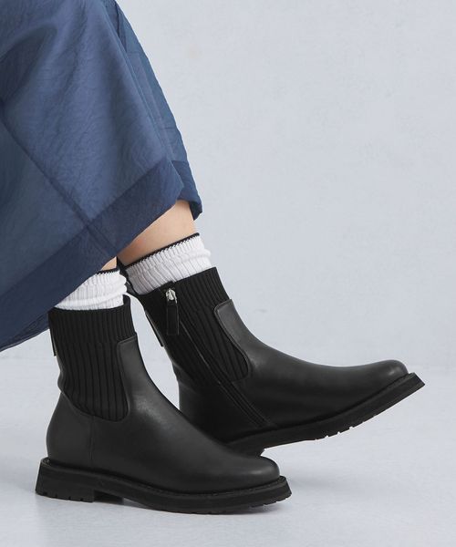 ストレッチ ショートブーツ（3cmヒール）―撥水―