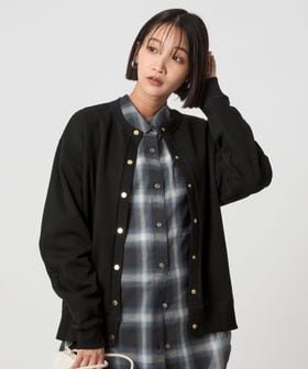 メタル調 ドットボタン カーディガン