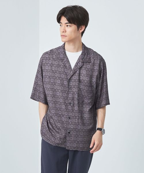 JAGAD バティック プリント オープンカラー シャツ