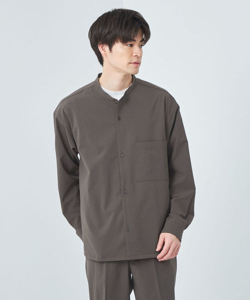 FREELITCH ボックス バンドカラー シャツ ―防シワ・ストレッチ・吸水速乾―