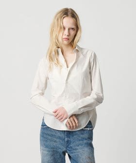 ATTISESSION＞コットン ストライプ スリム シャツ