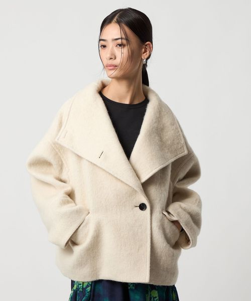 EMMEL REFINES＞EM スタンド シャギー ショートコート