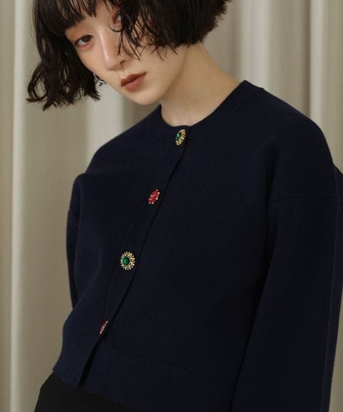 EMMEL REFINES＞EM HW ビジュー ミニ カーディガン