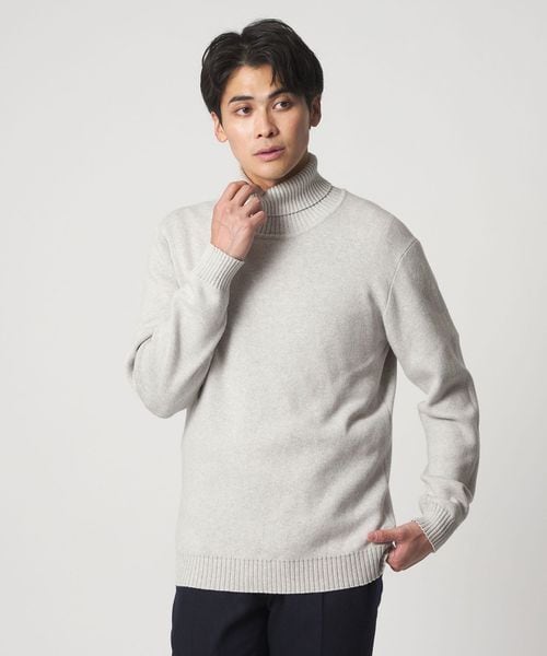 カシミヤブレンド スムース タートルネックニット―ウォッシャブル―＜A