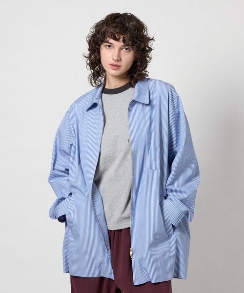 6(ROKU)＞コットン ジップ シャツ ジャケット