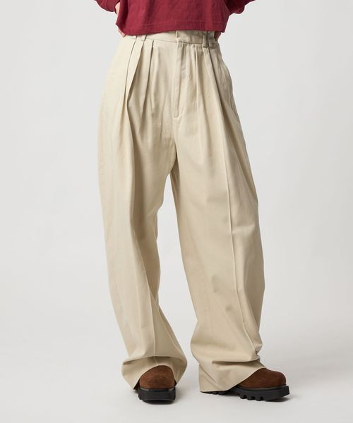 6(ROKU)＞コットンレーヨン タックパンツ