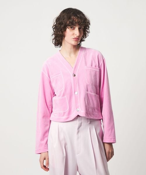 6(ROKU)＞ベロア カラー カーディガン