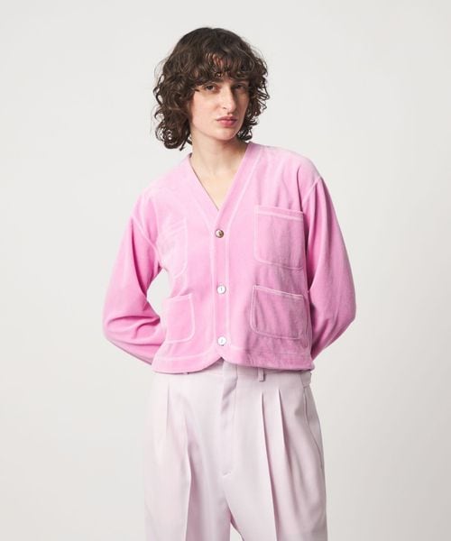 6(ROKU)＞ベロア カラー カーディガン