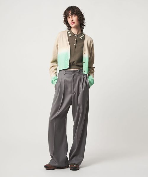 6(ROKU)＞コットン ウール グラデーション ダイ カーディガン