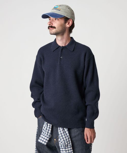 Steven Alan＞ オーストラリアンラムズウール ポロカラー ニット NARROW