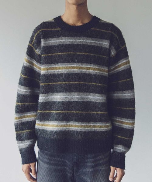 モヘヤミックス ボーダー ニット