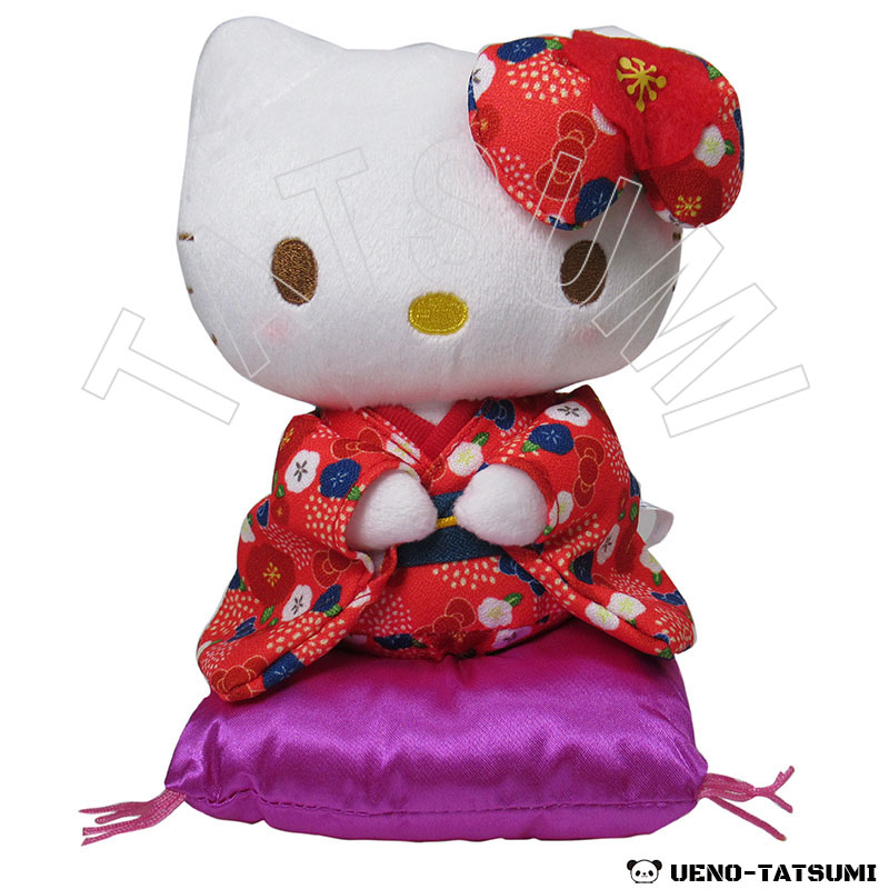 ハローキティ ぬいぐるみサイズS 梅着物 座り - キャラクターショップ