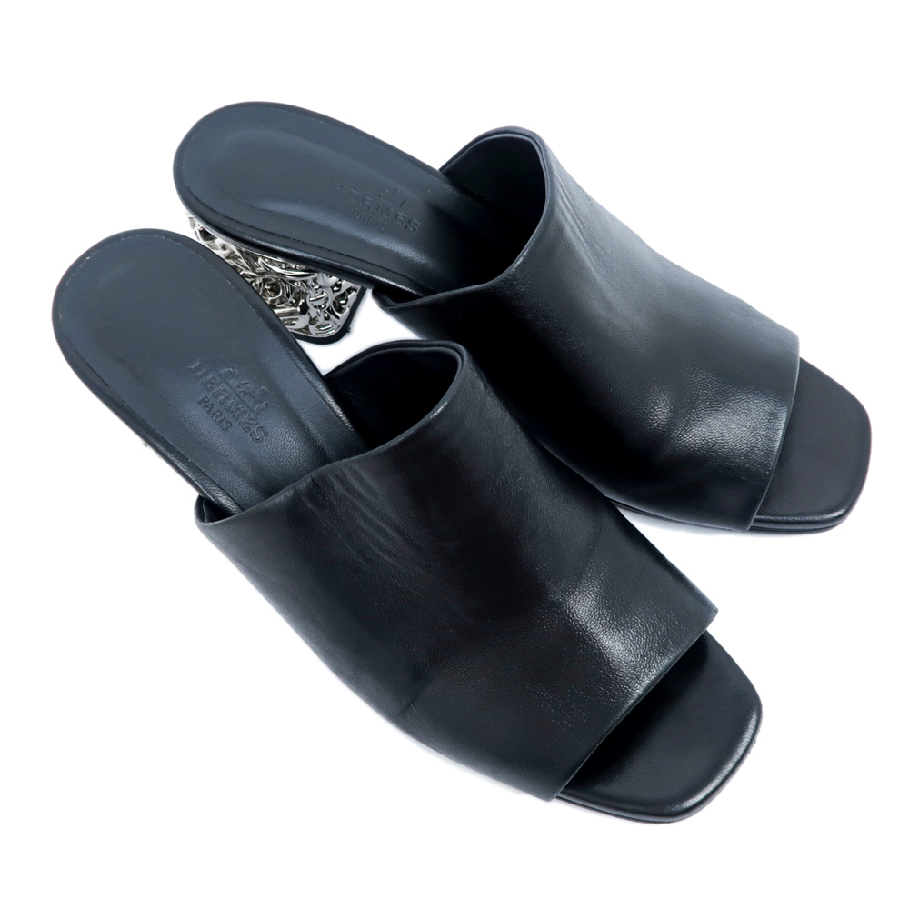 名東】【HERMES】エルメス サンダル グロッシー 60 BK ブラック