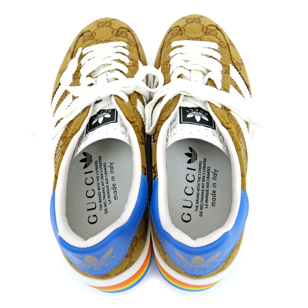 名東】【GUCCI】グッチ アディダス コラボ スニーカー 厚底 ガゼル GG