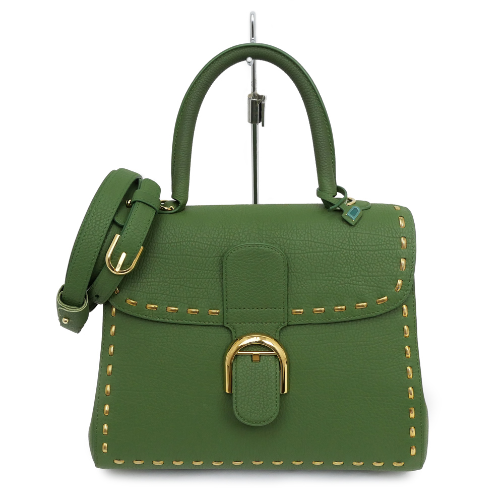 名東】【DELVAUX】デルヴォー ブリヨン MM メタルステッチ グリーン